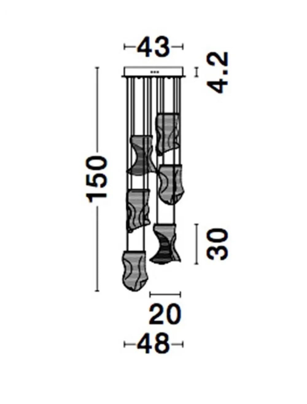Candelabru structura din Aluminiu Auriu si abajur din Acrilic Transparent H150xL48cm IP20 39W 2473lm 3000k SIDERNO