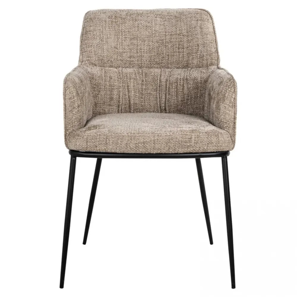 Scaun tapitat cu Stofa Bej cu picioare din Metal Negru H84xL55xA61cm Bella Richmond Interiors
