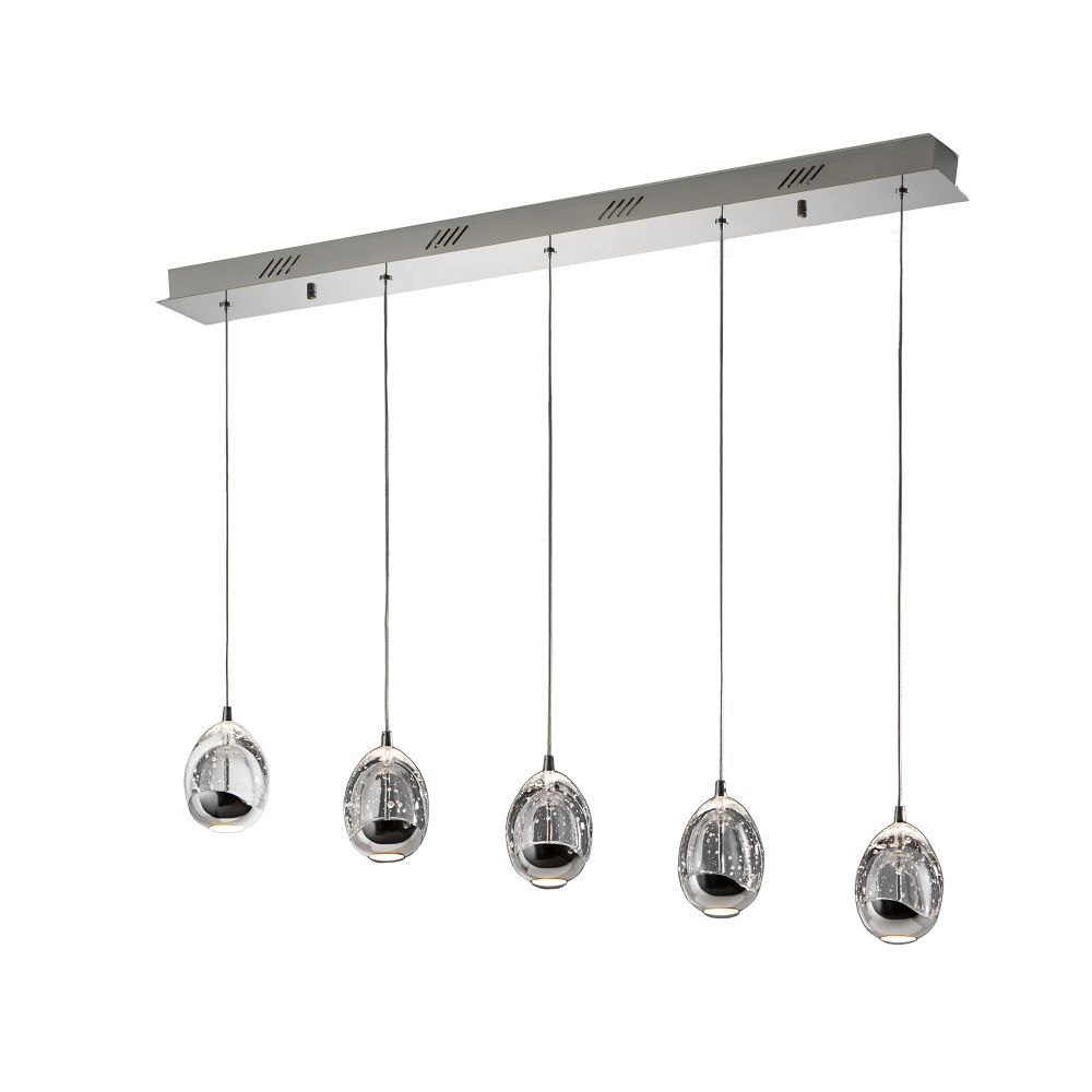 Lustra dreptunghiulara cu inaltime reglabila din Sticla Transparent cu LED L96x9xH145cm Rocio