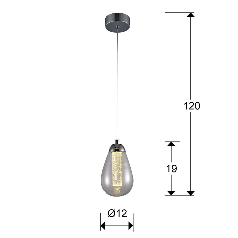 Pendul cu inaltime reglabila din Sticla Transparent cu LED  D12xH150cm Taccia