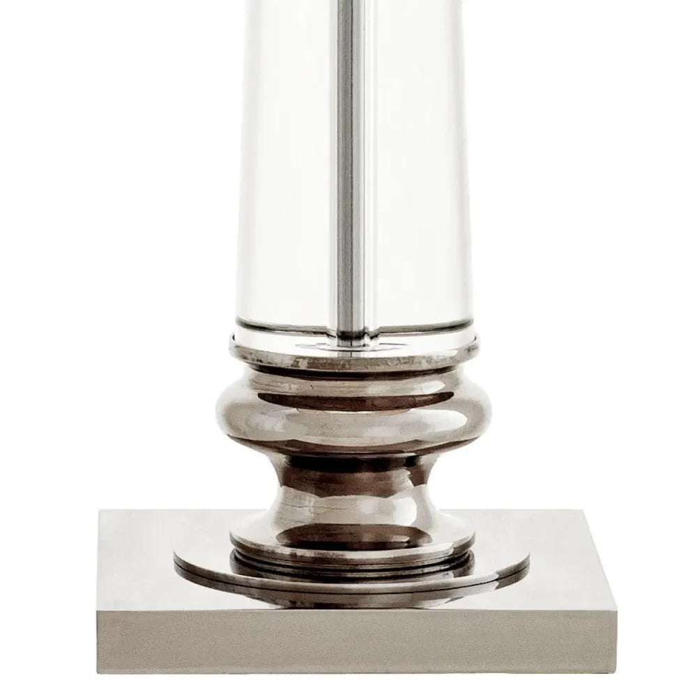 Veioza din Metal/Cristal Argintiu/Transparent si Textil Alb H74xD43cm Dylan Eichholtz