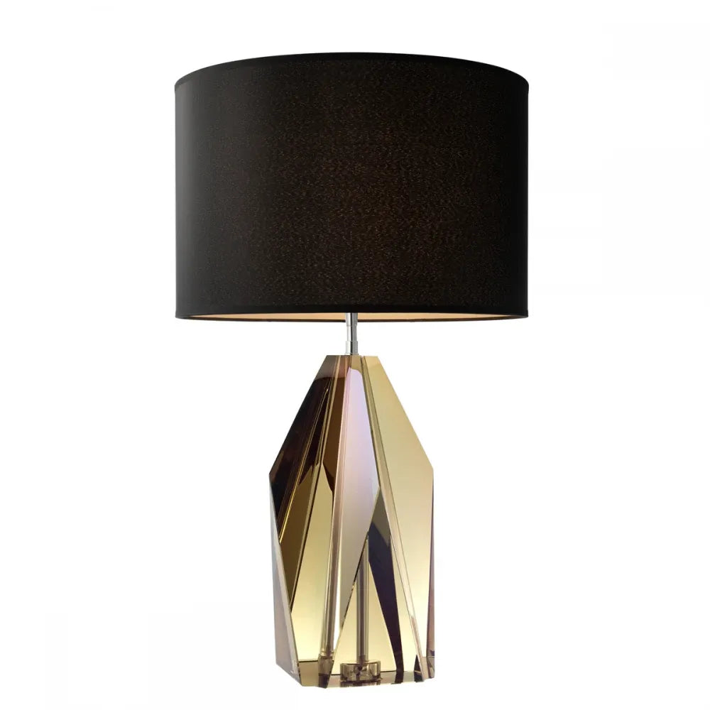 Veioza din Metal/Sticla Argintiu/Auriu amber si Stofa Negru H71.5xD43cm Setai Eichholtz