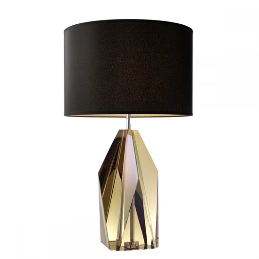 Veioza din Metal/Sticla Argintiu/Auriu amber si Stofa Negru H71.5xD43cm Setai Eichholtz
