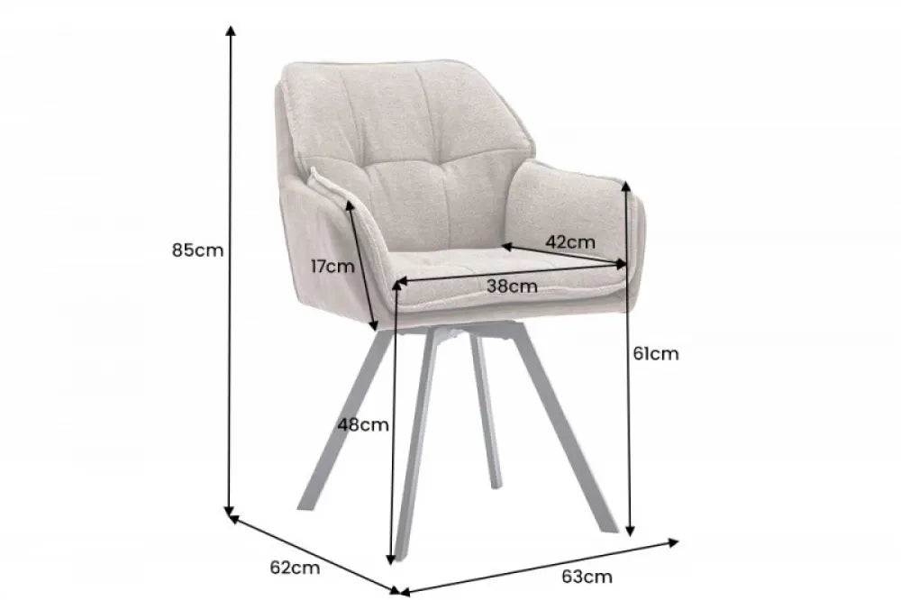 Scaun pivotant tapitat cu Microfibra Bej taupe cu picioare din Metal Negru H85xL63xA62cm Lounger