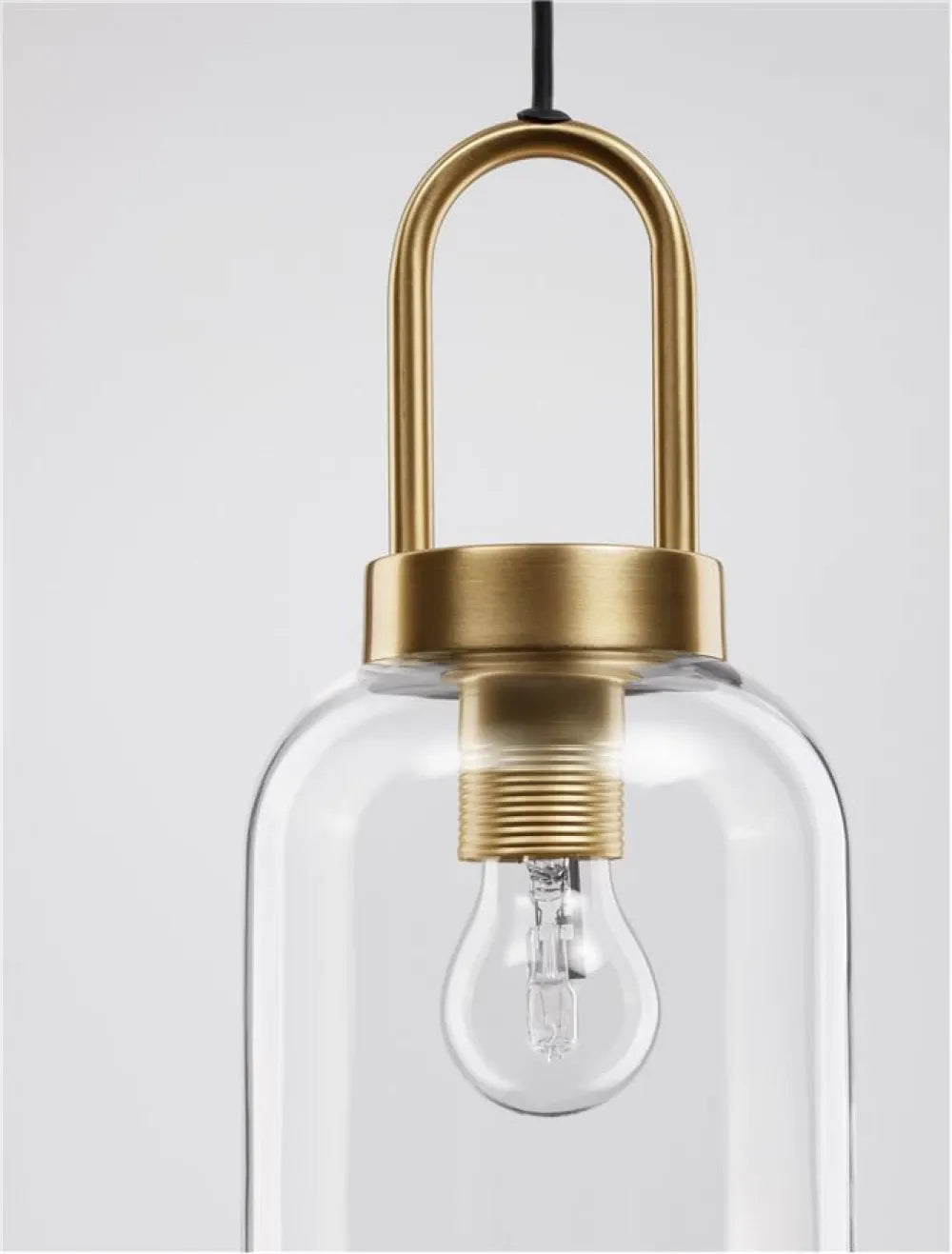Pendul structura din Metal Alama si abajur din Sticla Transparent H255xL15.5cm IP20 IRVINE