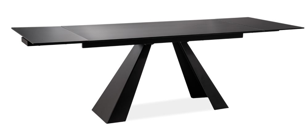 Masa extensibila dreptunghiulara din Sticla securizata Negru de 8-10 persoane L160/240x90cm Salvadore