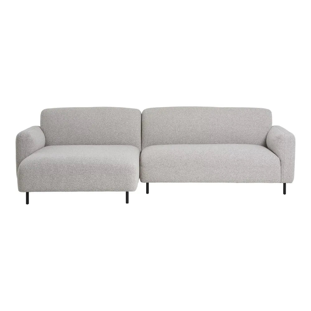 Coltar orientare stanga cu picioare din Metal Negru tapitat cu Stofa boucle Gri L265xH78cm Salvador