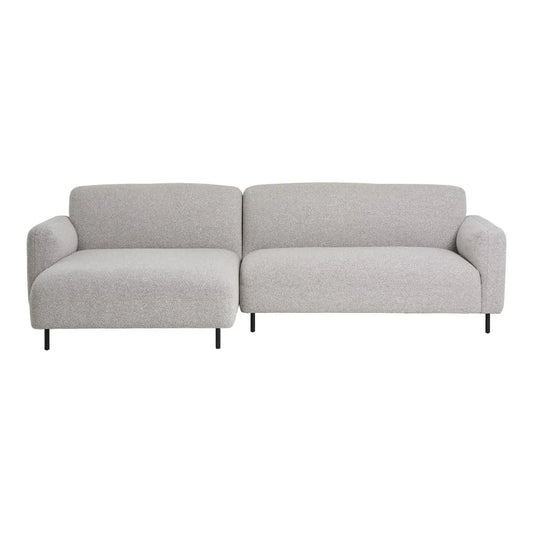 Coltar orientare stanga cu picioare din Metal Negru tapitat cu Stofa boucle Gri L265xH78cm Salvador
