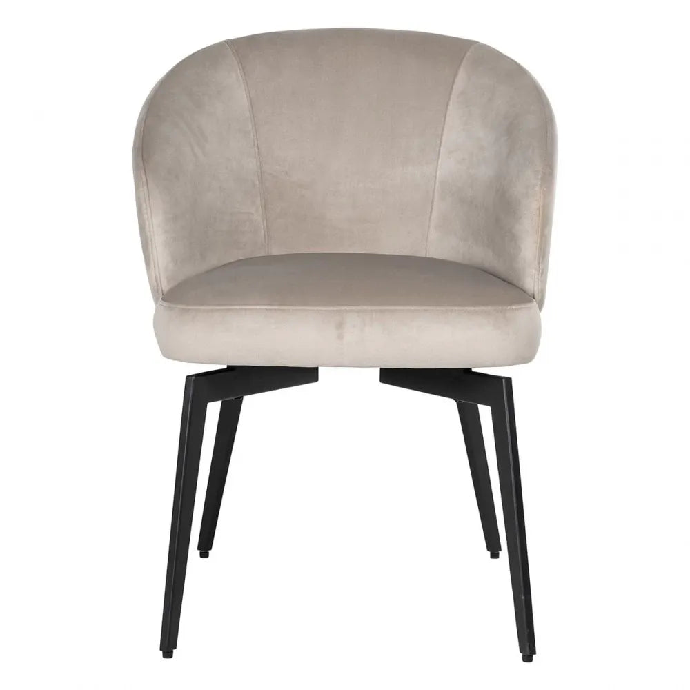 Scaun tapitat cu Catifea Bej khaki cu picioare din Metal Negru H79xL59xA61cm Amphara Richmond Interiors