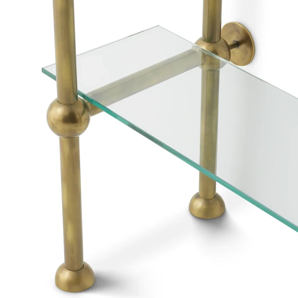 Etajera din Sticla Transparent si Metal Alama L49xH240cm Monforte Eichholtz