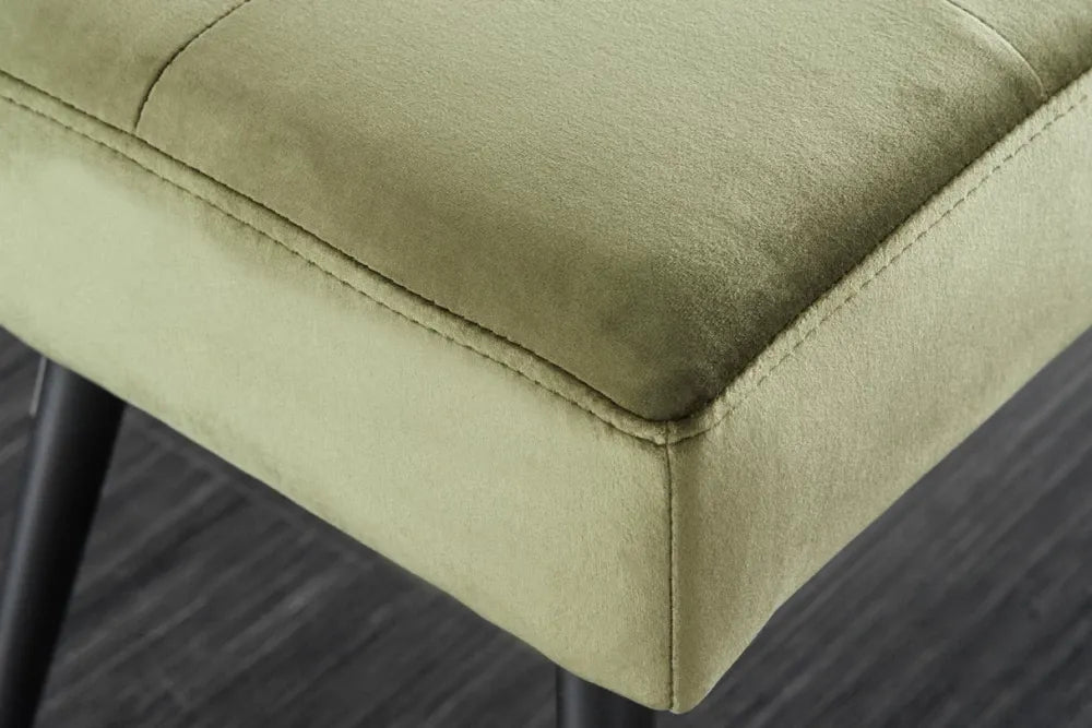 Bancheta din Metal Negru si Catifea Verde olive H42xL100cm Boutique