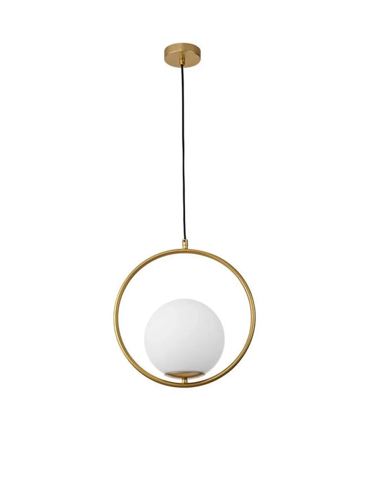 Pendul structura din Metal Auriu si abajur din Sticla Alb H120xL35cm IP20 OBITAR