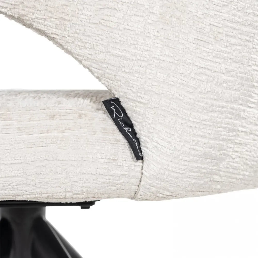 Scaun pivotant tapitat cu Stofa Crem cu picioare din Metal Negru H82xL60xA64cm Milly Richmond Interiors