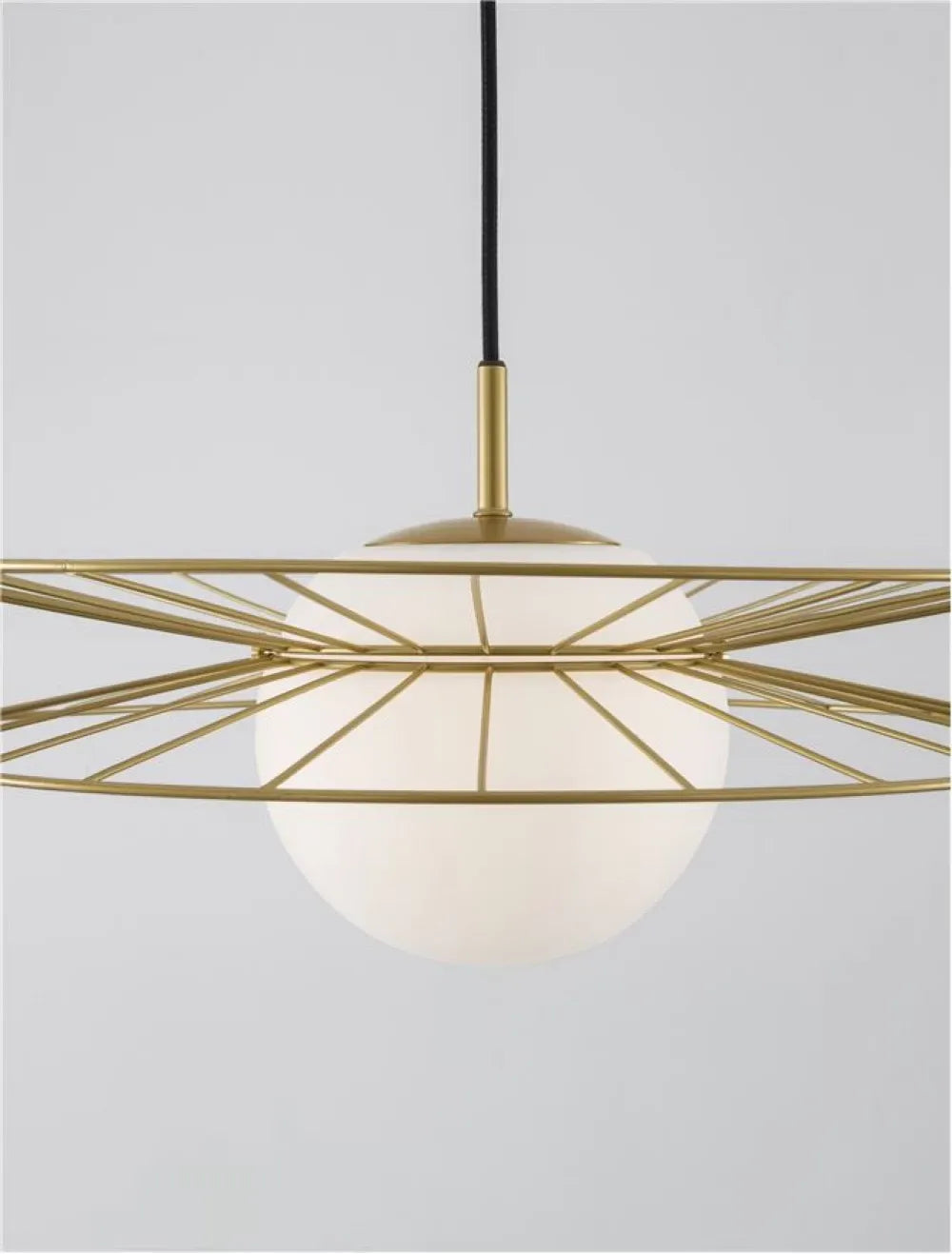 Pendul structura din Metal Auriu si abajur din Sticla Alb H150xL45cm IP20 ELLERY