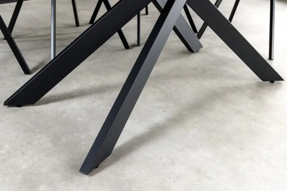 Masa extensibila Dreptunghiulara de 6-8 persoane din Ceramica Alb si Metal Negru L160-200xH76cm Alpine