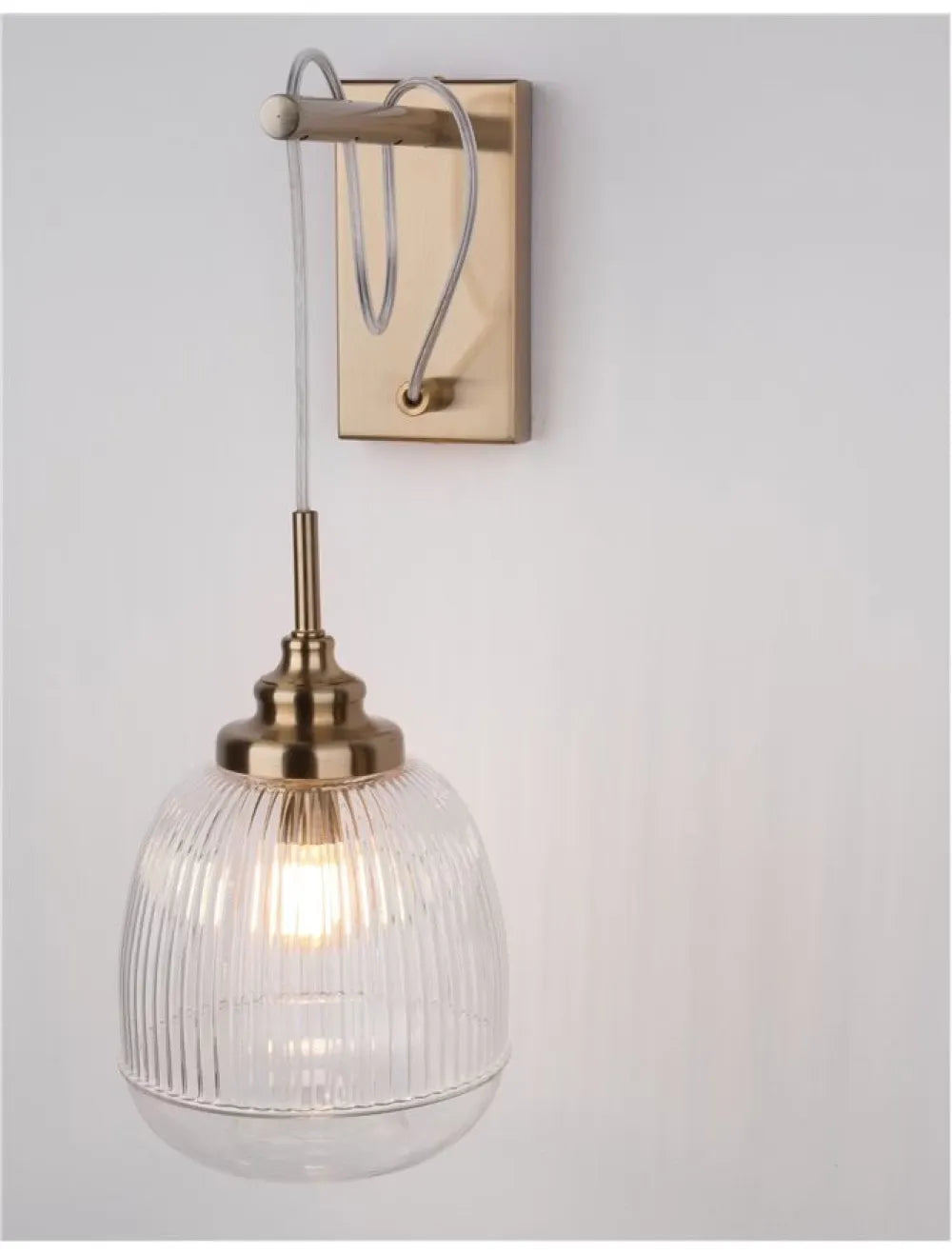 Aplica de perete structura din Metal Auriu si abajur din Sticla Transparent H40xL18cm IP20 MOND