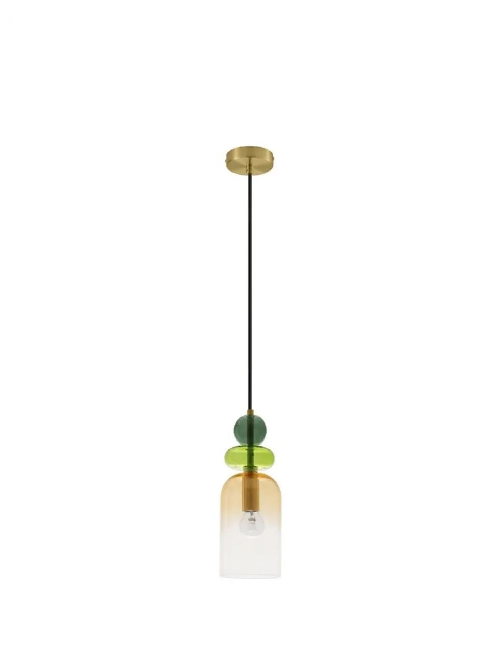 Pendul structura din Metal Negru/Auriu si abajur din Sticla Multicolor H184xL10.8cm IP20 MURANO