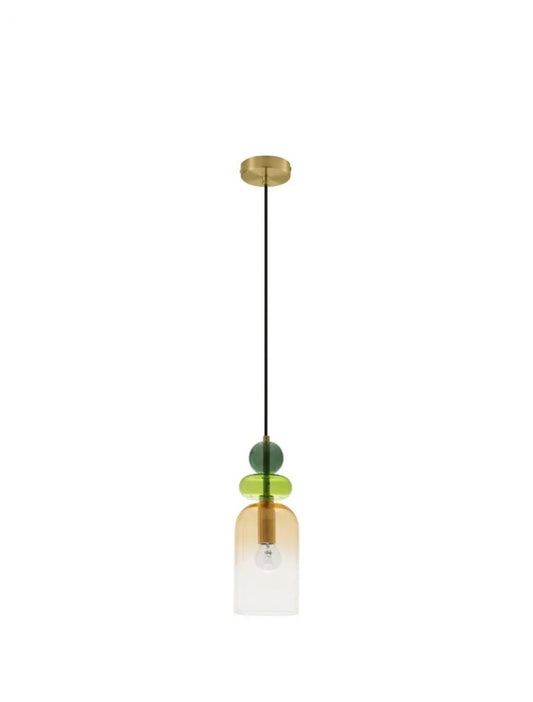 Pendul structura din Metal Negru/Auriu si abajur din Sticla Multicolor H184xL10.8cm IP20 MURANO