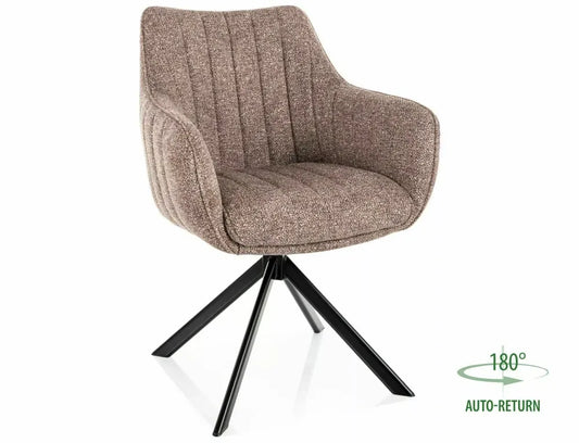 Scaun rotativ din Stofa Leo Bej si Metal Negru H86xL61xA58cm Azalia