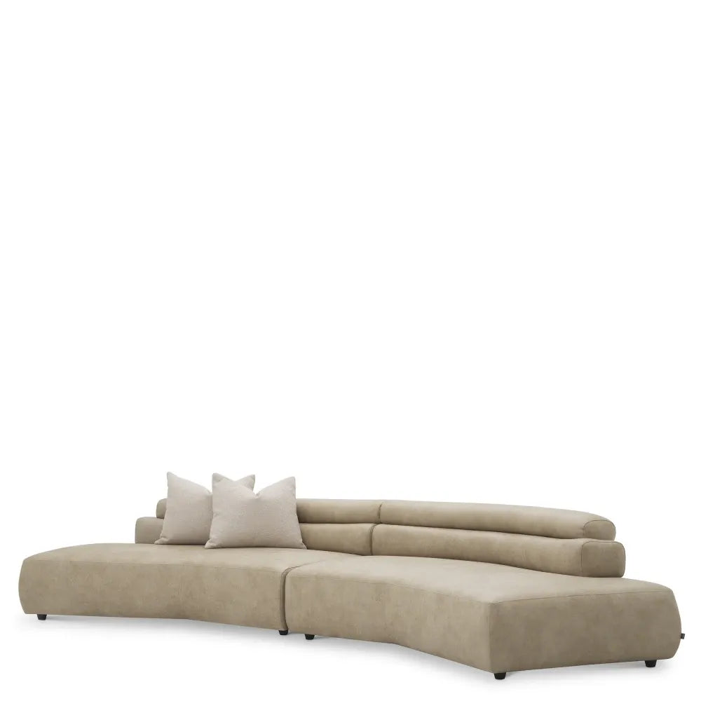 Canapea tapitat cu Piele artificiala Bej L140xAxH66cm Marvella Eichholtz