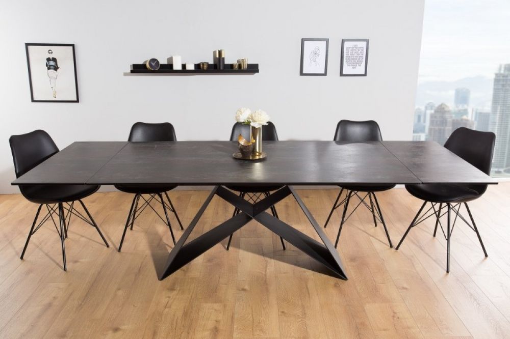 Masa extensibila dreptunghiulara din Ceramica Maro/Negru de 8-10 persoane L180/260x100cm Prometheus