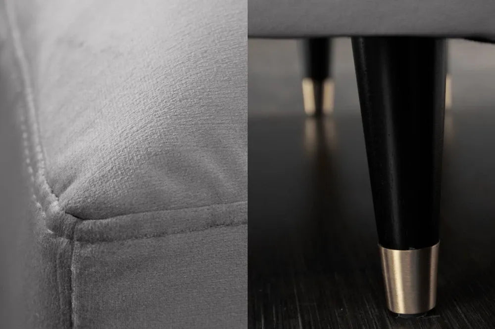 Coltar cu orientare reversibila tapitat cu Catifea Gri L260cm Cozy