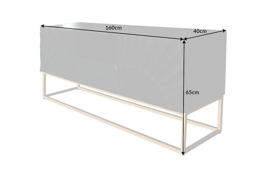 Comoda TV din Lemn masiv de mango si Metal Negru/ Auriu Scorpion L160xH65cm