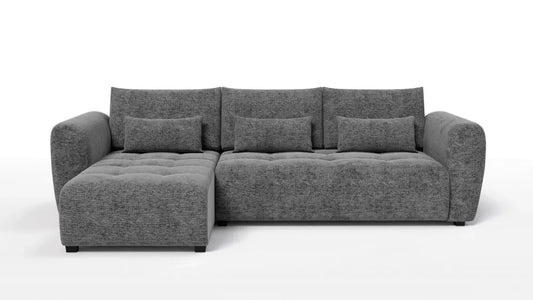 Coltar in forma de L tapitat cu Chenille Gri Sajma 18 L293x171cm Trezzo