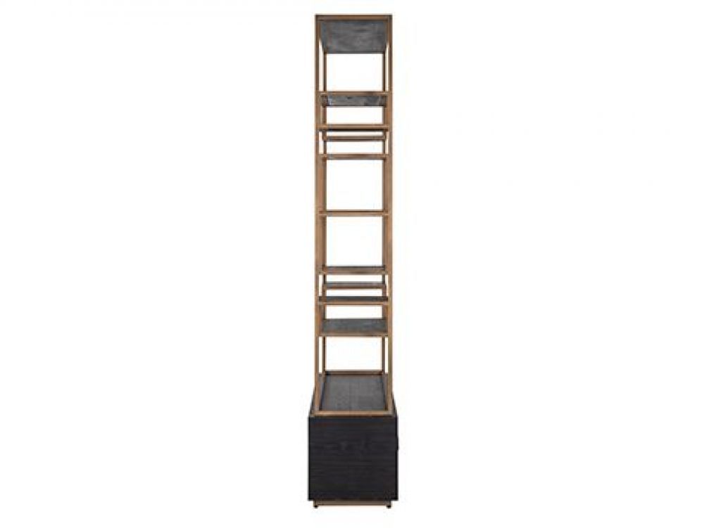 Raft din Lemn masiv de stejar si Metal Negru/Auriu L120xH222cm Hunter Richmond Interiors