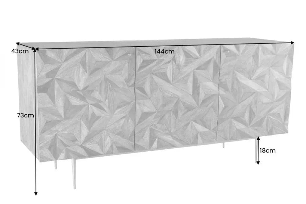 Comoda din Lemn de sheesham Maro si Metal Auriu L145xH73cm ALPINE