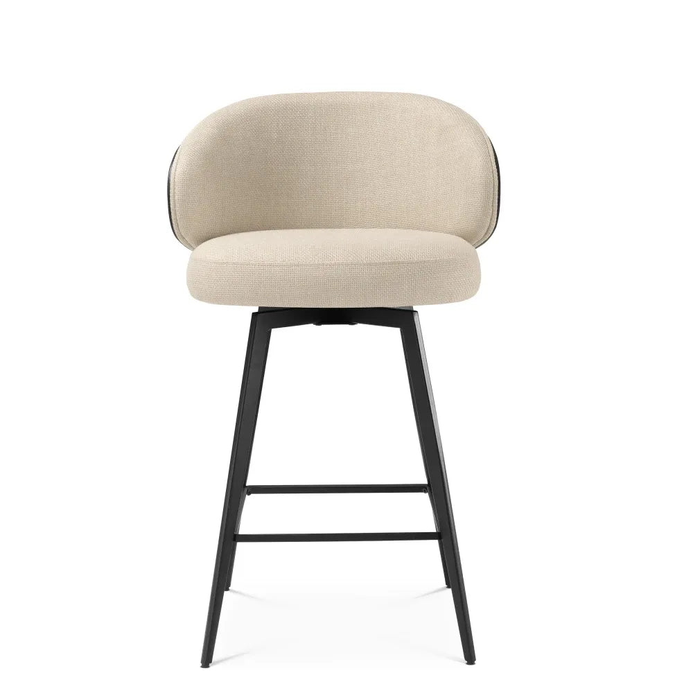 Scaun de insula rotativ tapitat cu Stofa Bej sand L57xA52xH92cm Camerota Eichholtz