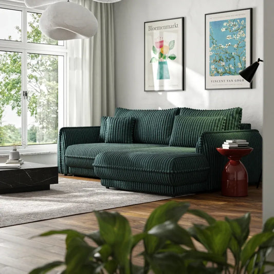 Coltar extensibil cu spatiu depozitare din Corduroy Verde Mojave I