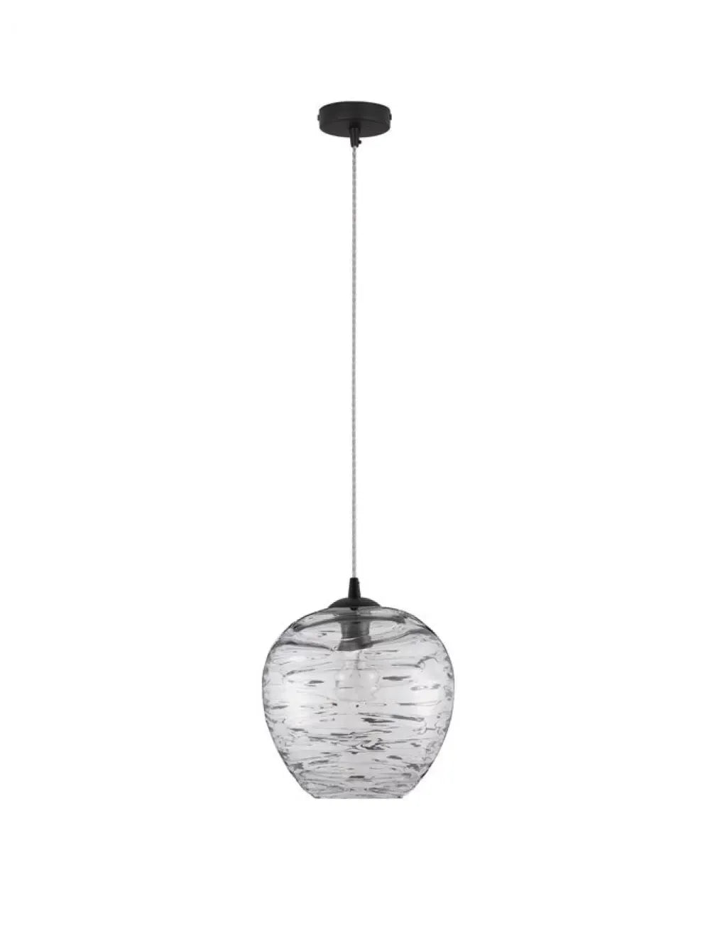 Pendul structura din Metal Negru si abajur din Sticla Gri deschis H120xL25cm IP20 EVLEEN