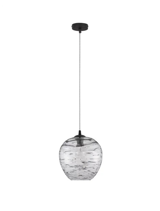 Pendul structura din Metal Negru si abajur din Sticla Gri deschis H120xL25cm IP20 EVLEEN
