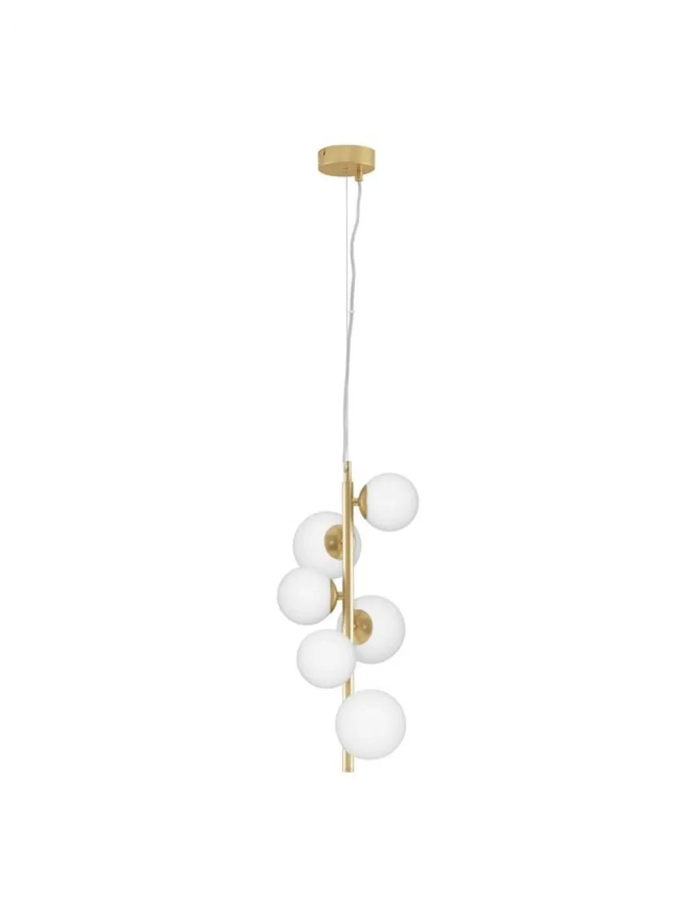 Lustra structura din Metal Auriu si abajur din Sticla Alb H120xL28cm IP20 ODILLIA