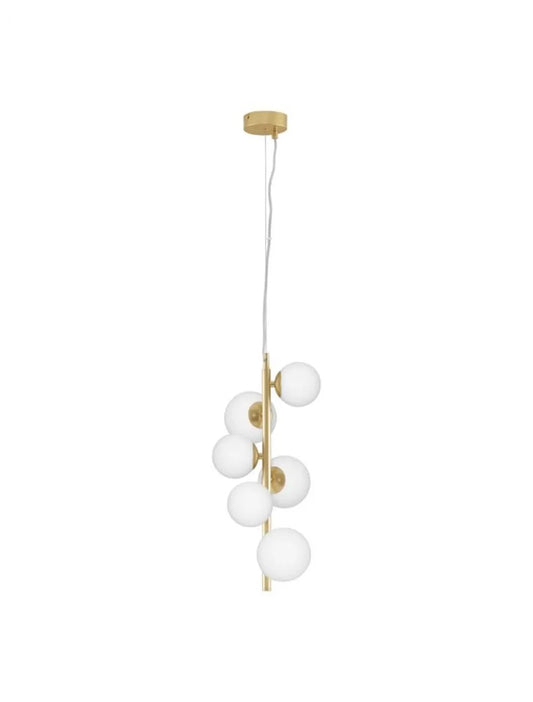 Lustra structura din Metal Auriu si abajur din Sticla Alb H120xL28cm IP20 ODILLIA