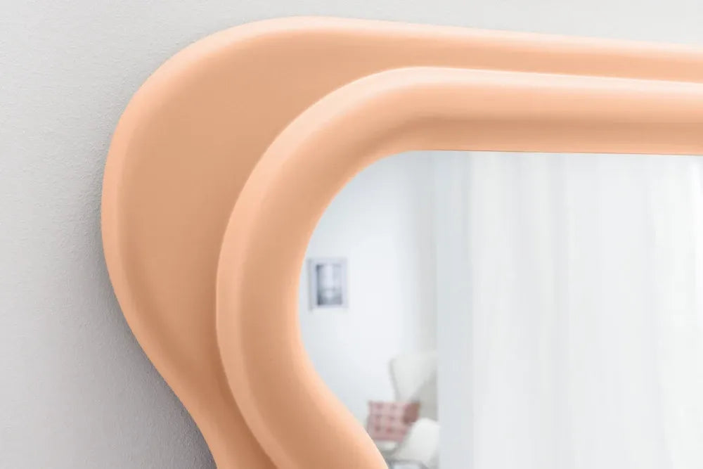 Oglinda cu rama din Poliuretan Roz piersica H160xL70cm Curvy