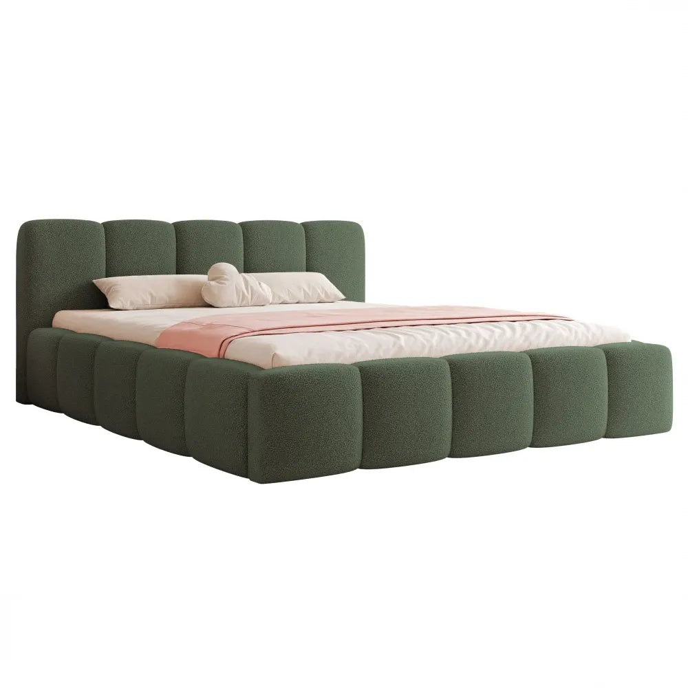 Pat 120 x 200 tapitat cu Stofa boucle Quelle Verde Aeris