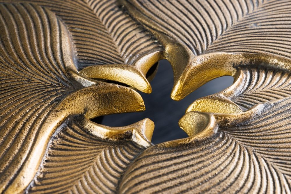 Masuta de cafea Asimetrica din Metal si Metal Auriu/Negru L58xH50cm Ginkgo Leafs