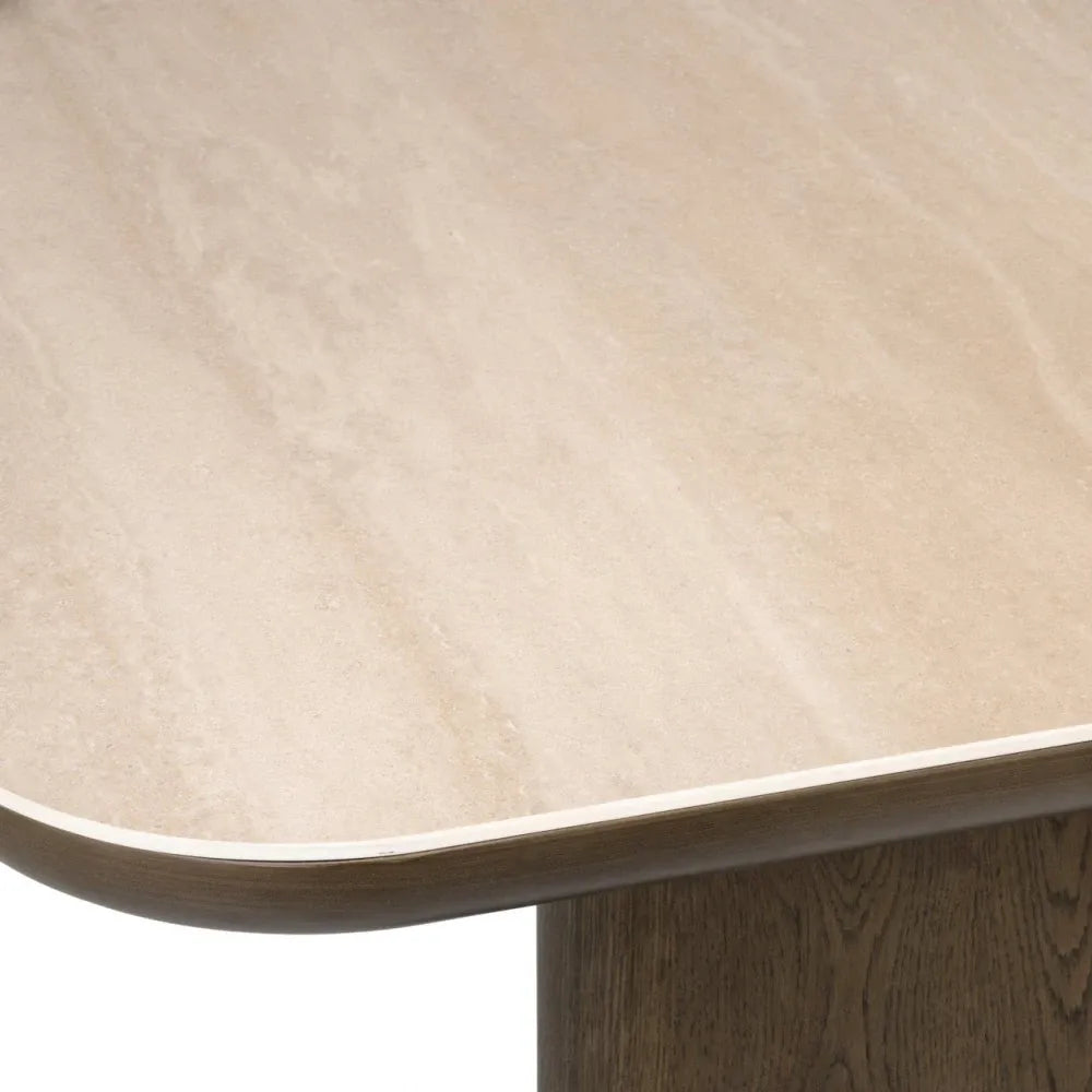 Masa din Furnir de stejar Maro si Ceramica Bej L269.5xH76cm Nando Richmond interiors