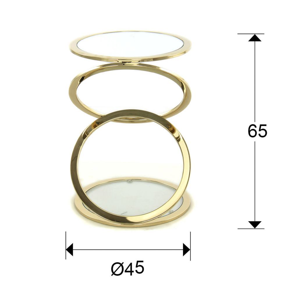 Masuta de colt rotunda din sticla securizata si otel inoxidabil transparent/Auriu D45xH65cm Aros