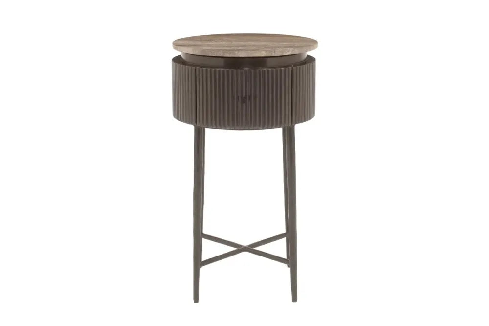 Masuta laterala din MDF/Metal Maro si Travertin Maro L40xH70cm Russo Richmond interiors