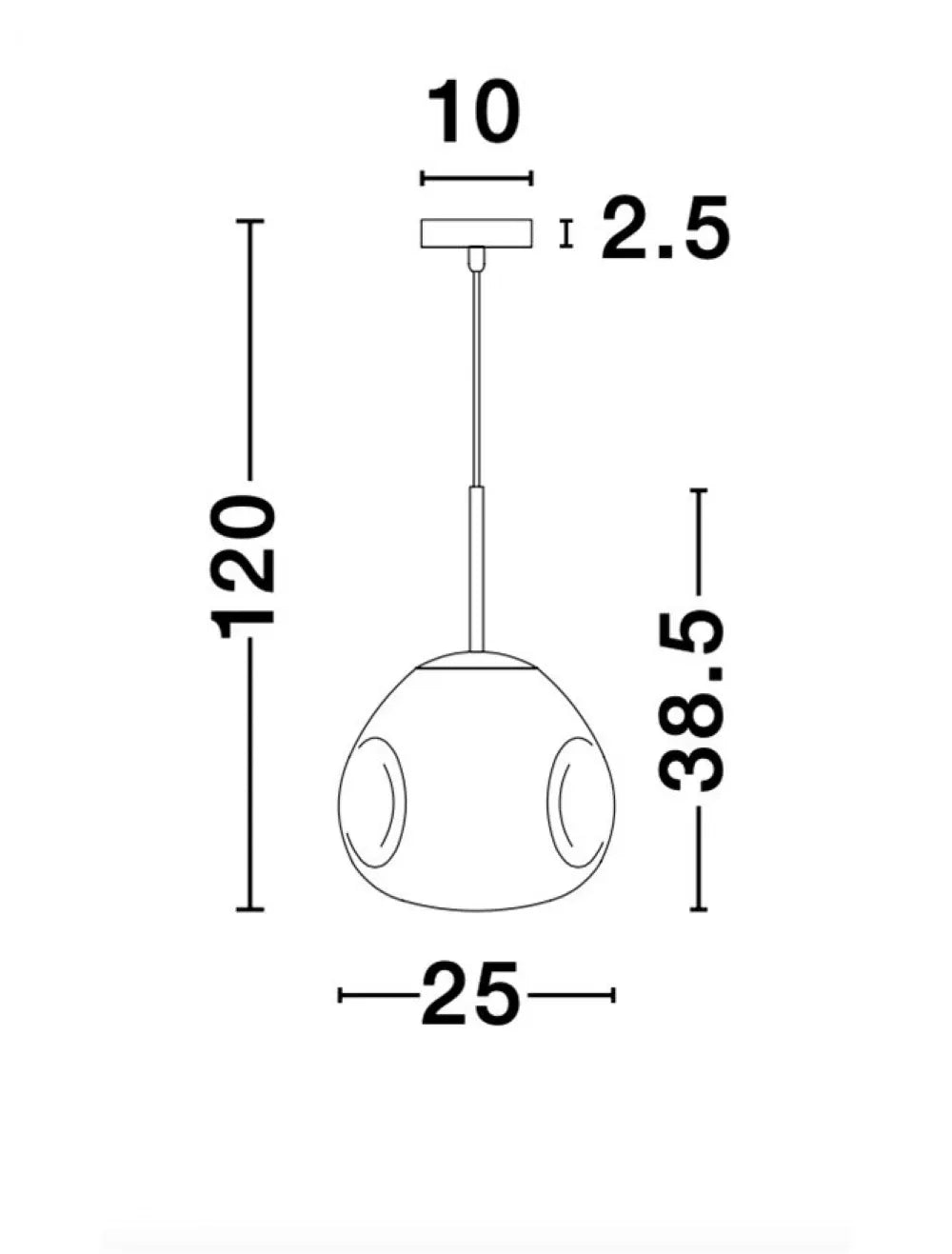Pendul structura din Metal Cupru si abajur din Sticla Cupru H120xL25cm IP20 LAVA