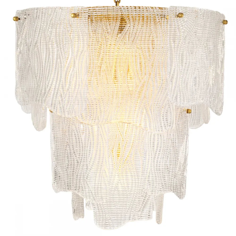 Candelabru din Otel inoxdabil Alama atichizata si Sticla texturata Transparent H60xD61cm Asinara S Eichholtz