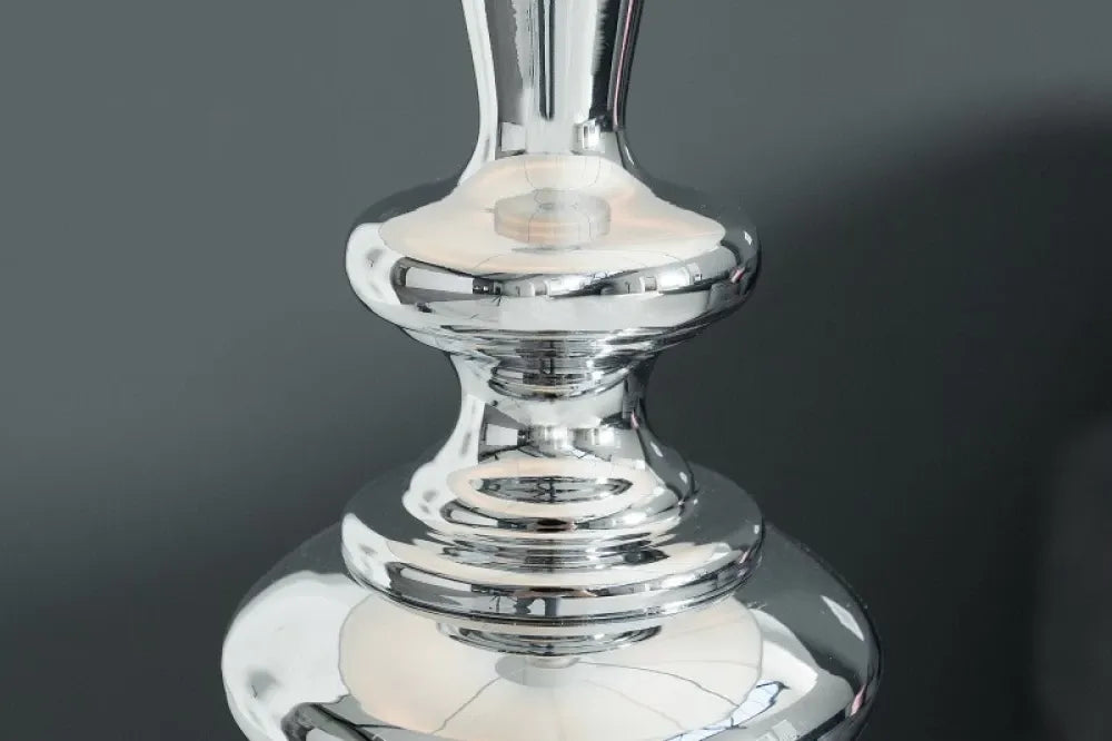 Lampa de podea din Metal Argintiu si Textil Alb H160xD40cm Lucie