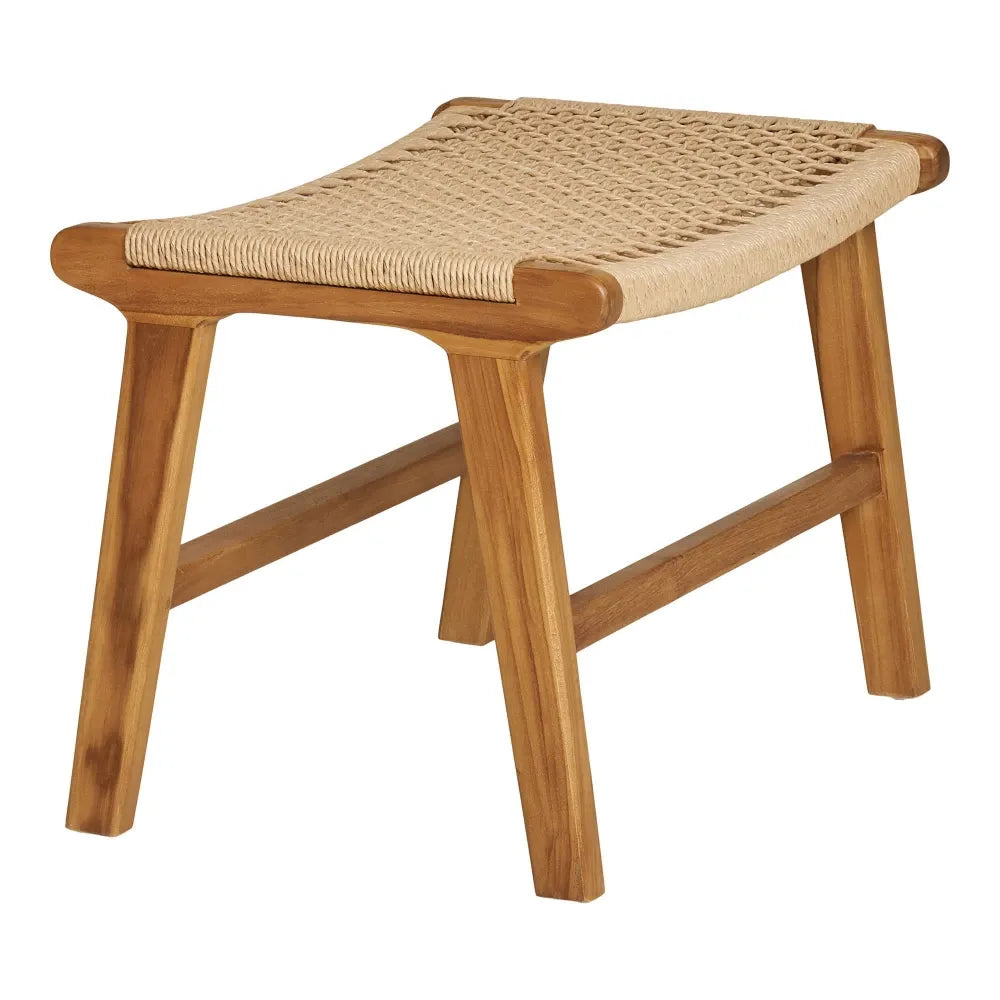 Taburet din Lemn de tec Maro si Ratan Bej H42xL60cm Derby