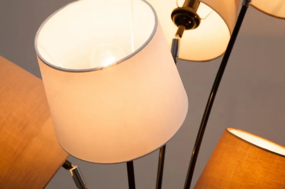 Lampa de podea din Metal Negru si Textil Bej/Maro H176xL50cm Levels