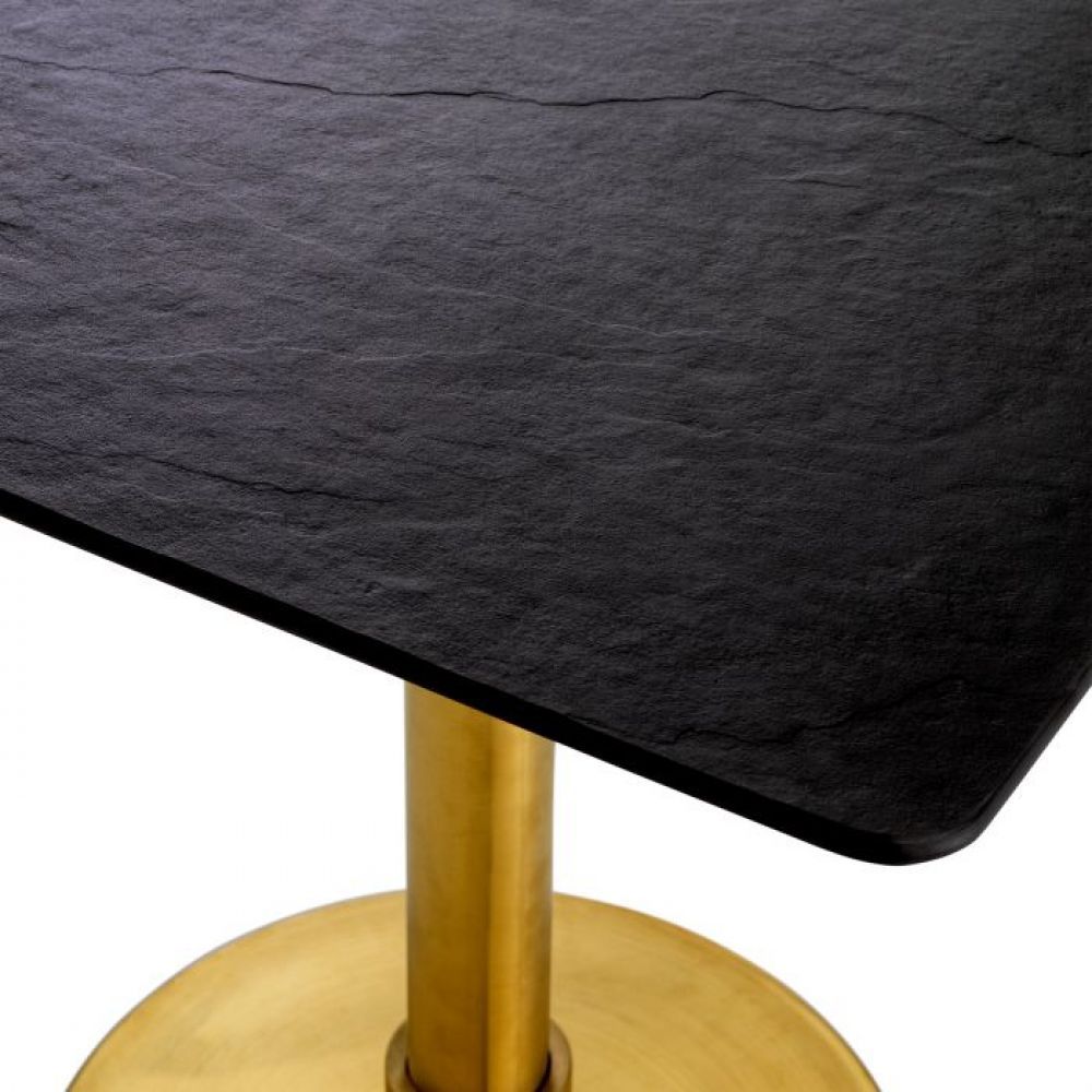 Masa Patrata Tezo Eichholtz din Ceramica si Otel inoxidabil Negru/Auriu de 2 persoane L80xH75cm