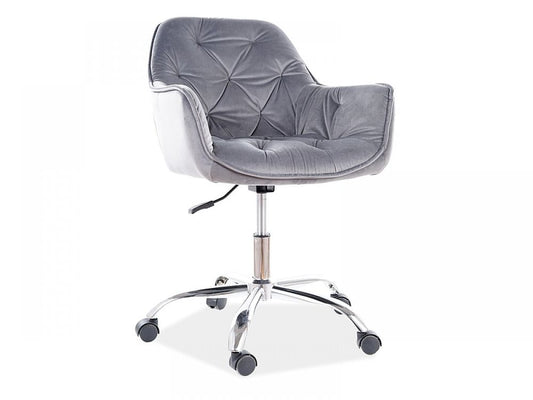 Scaun de birou reglabil din Catifea si Metal Gri/Argintiu H80-91xL60xA44cm Q190