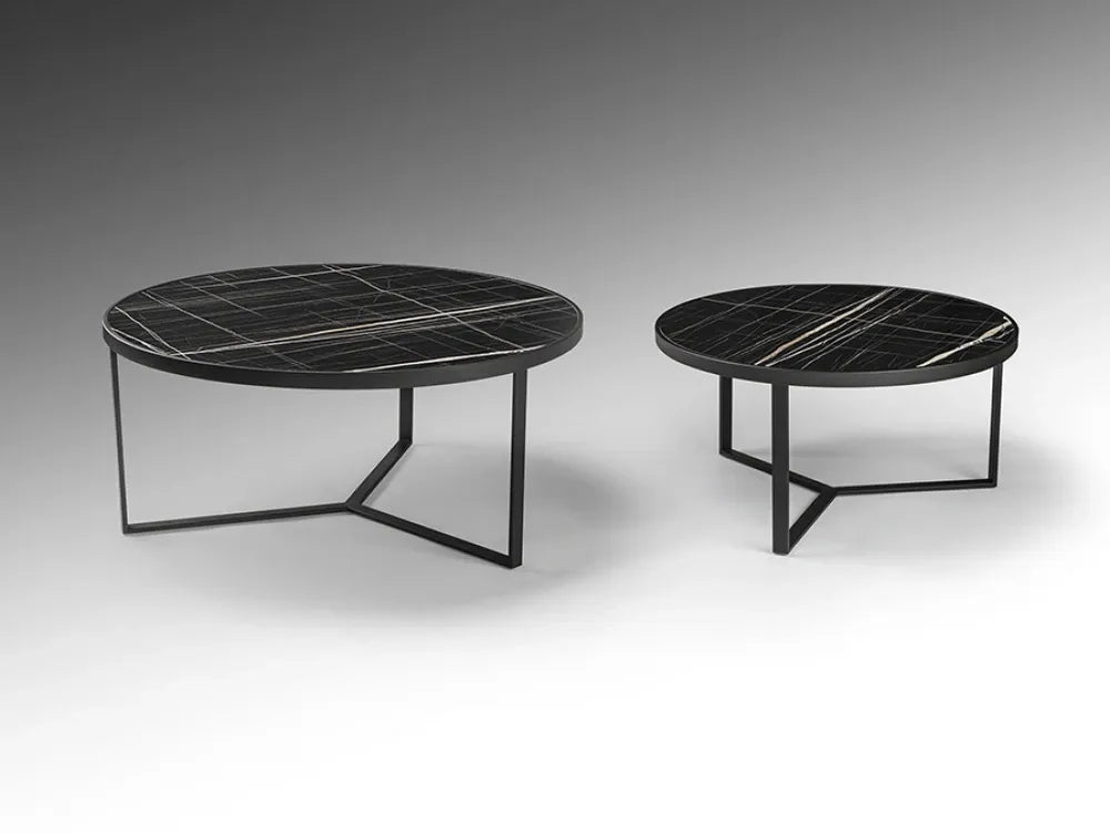 Set 2 masute de cafea din Metal Negru si MDF Negru D71/91xH36.5/41cm Naira